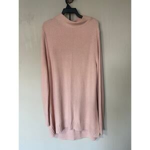 Duluth Trading Pink Waffle Textured Knit Long Mock Neck Cotton Blend Sweater XL